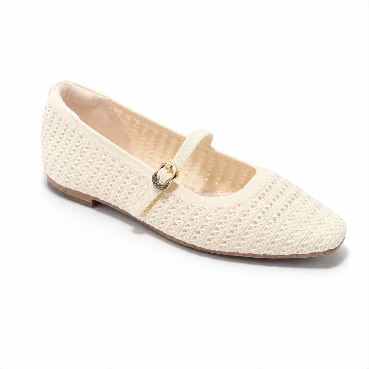 Women Breathable Knit Mary Jane Flats Shoes